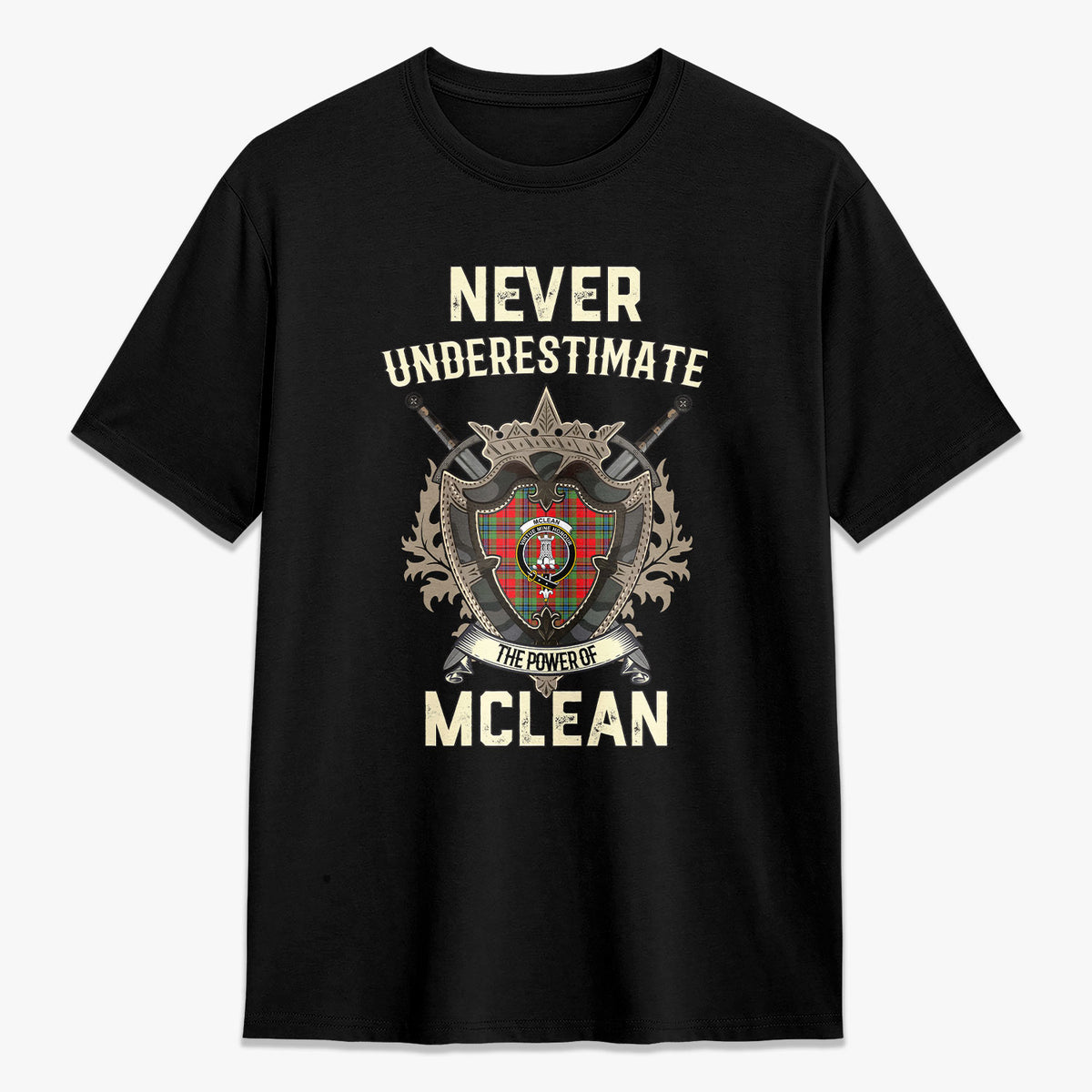 McLean of Duart Modern Tartan Crest 2D T-shirt - Never Underestimate Style