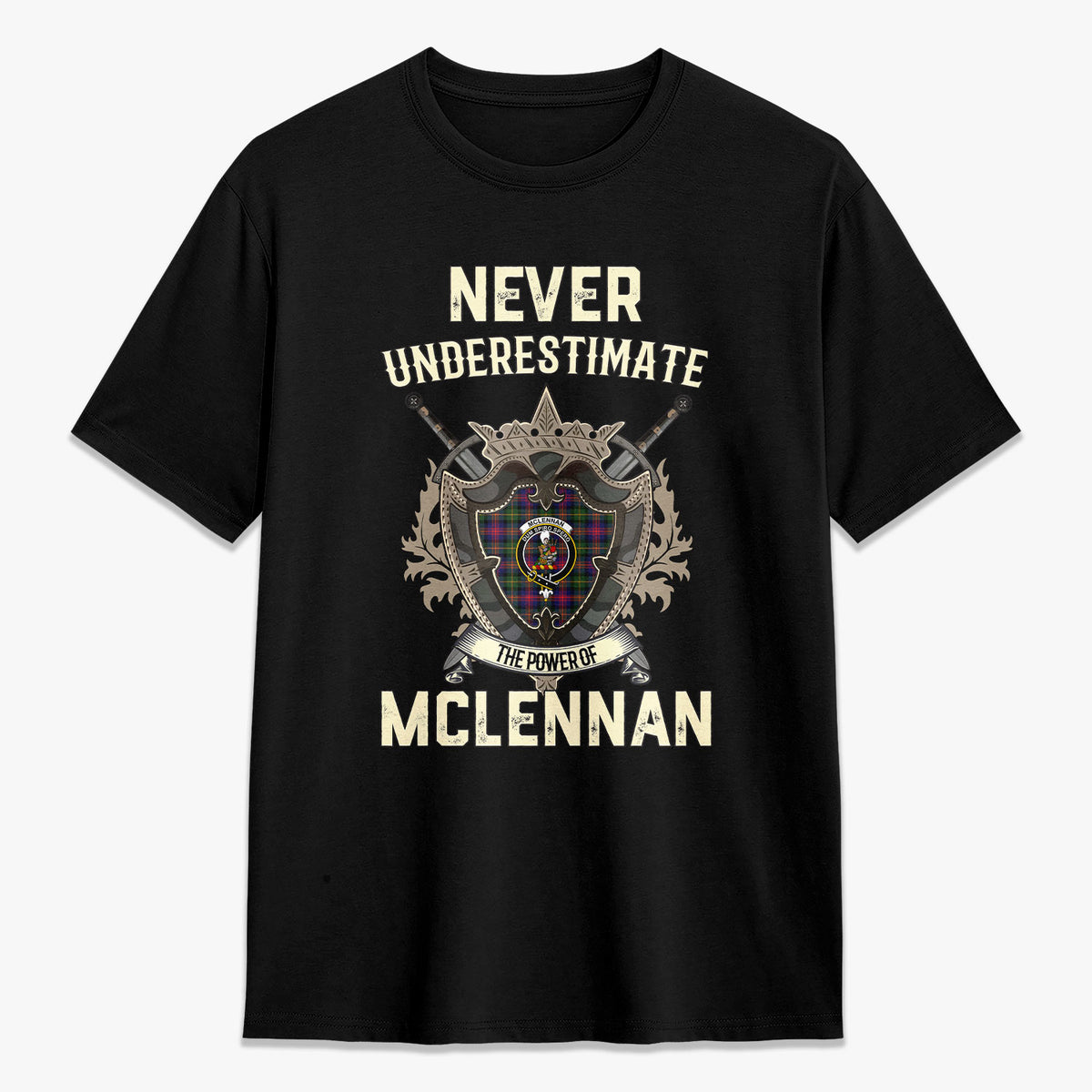 McLennan Modern Tartan Crest 2D T-shirt - Never Underestimate Style