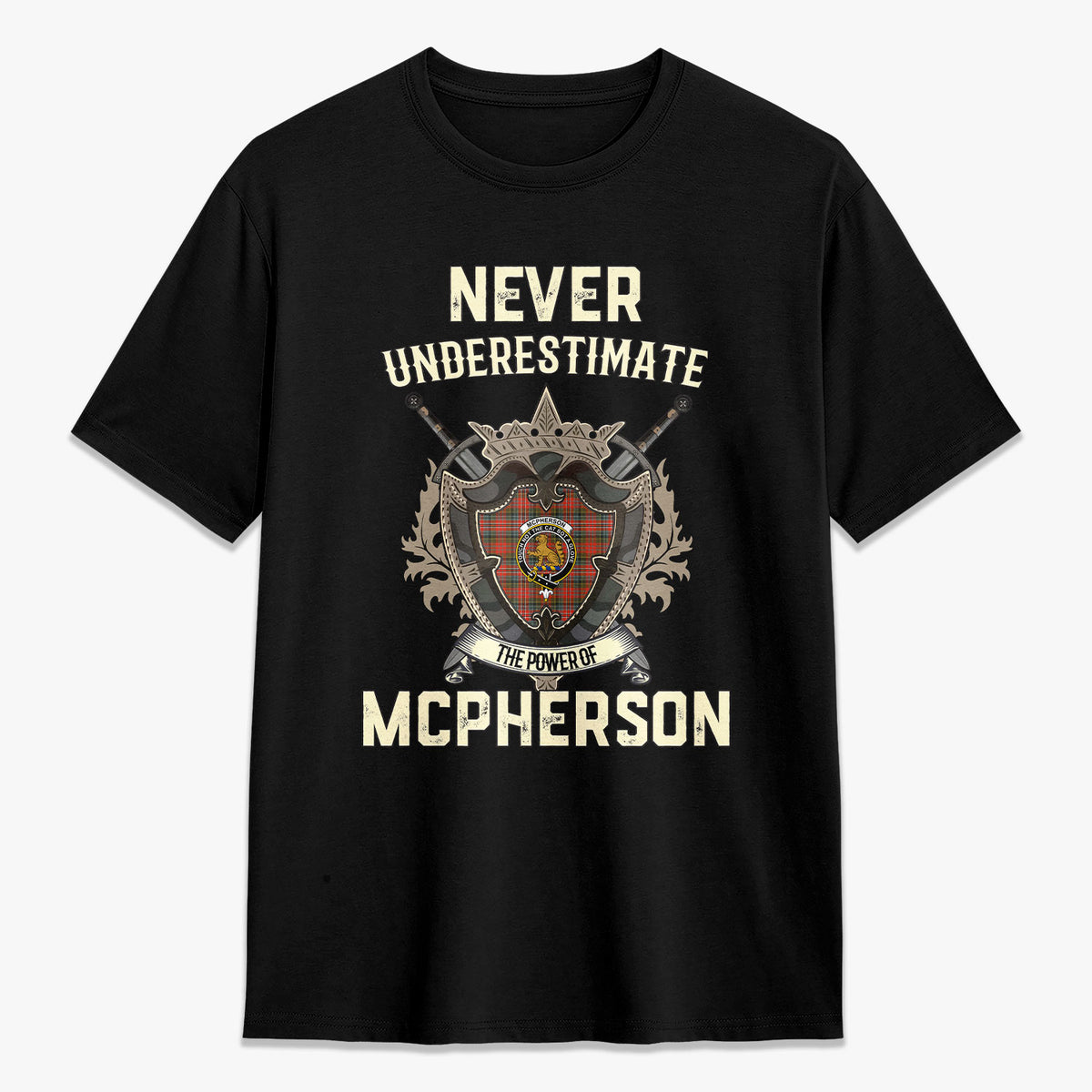 McPherson Weathered Tartan Crest 2D T-shirt - Never Underestimate Style