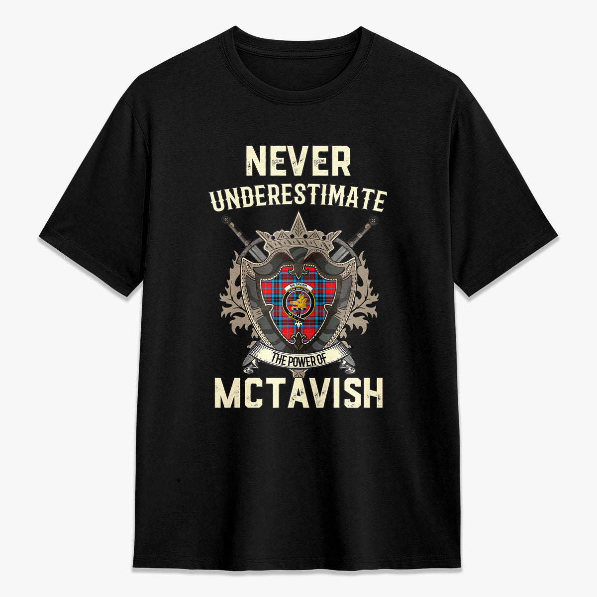McTavish Modern Tartan Crest 2D T-shirt - Never Underestimate Style