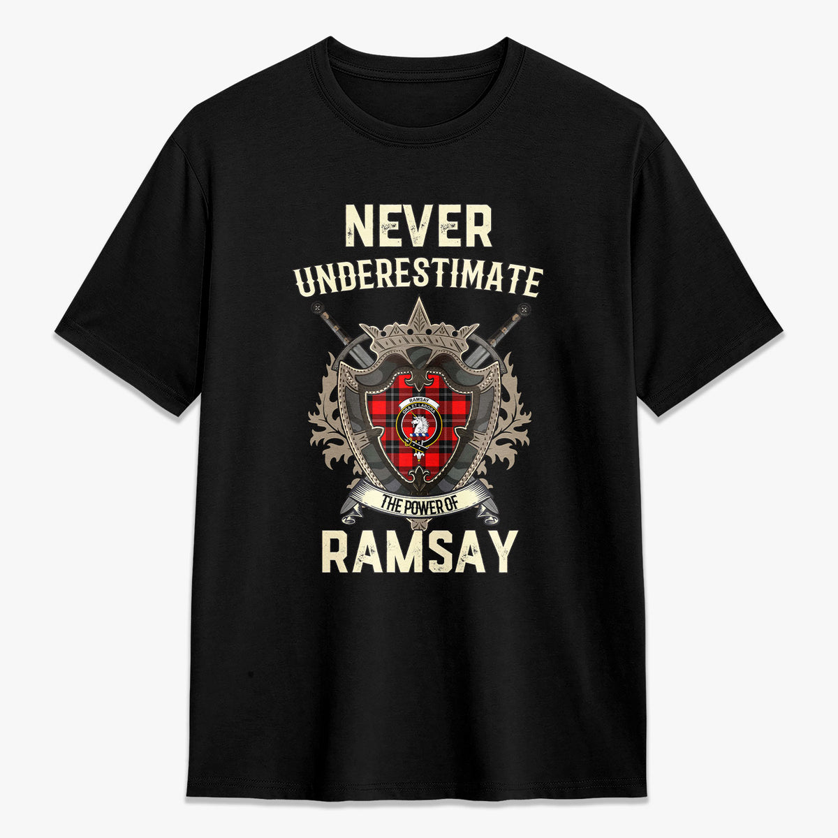 Ramsay Modern Tartan Crest 2D T-shirt - Never Underestimate Style