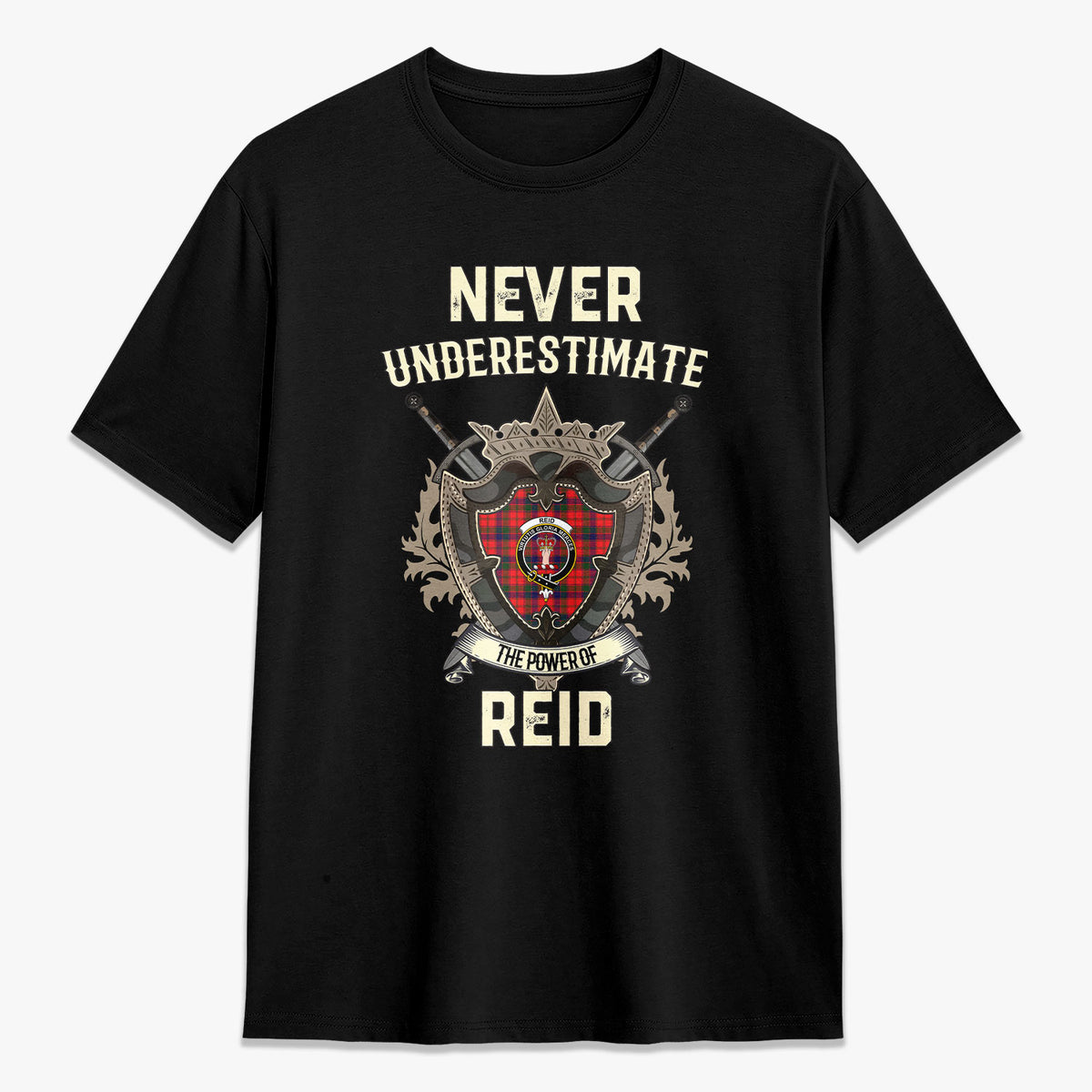 Reid Modern Tartan Crest 2D T-shirt - Never Underestimate Style