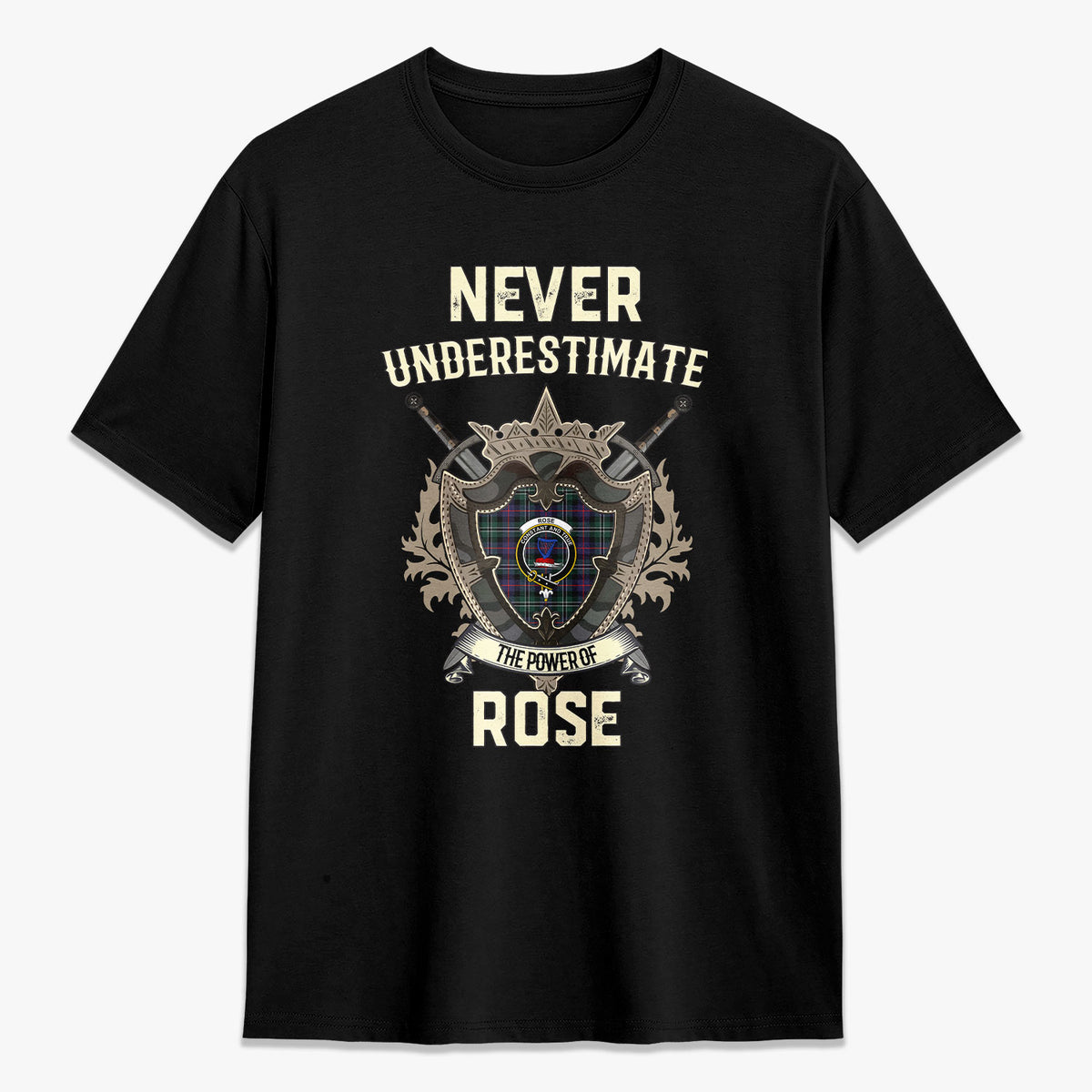 Rose Hunting Modern Tartan Crest 2D T-shirt - Never Underestimate Style