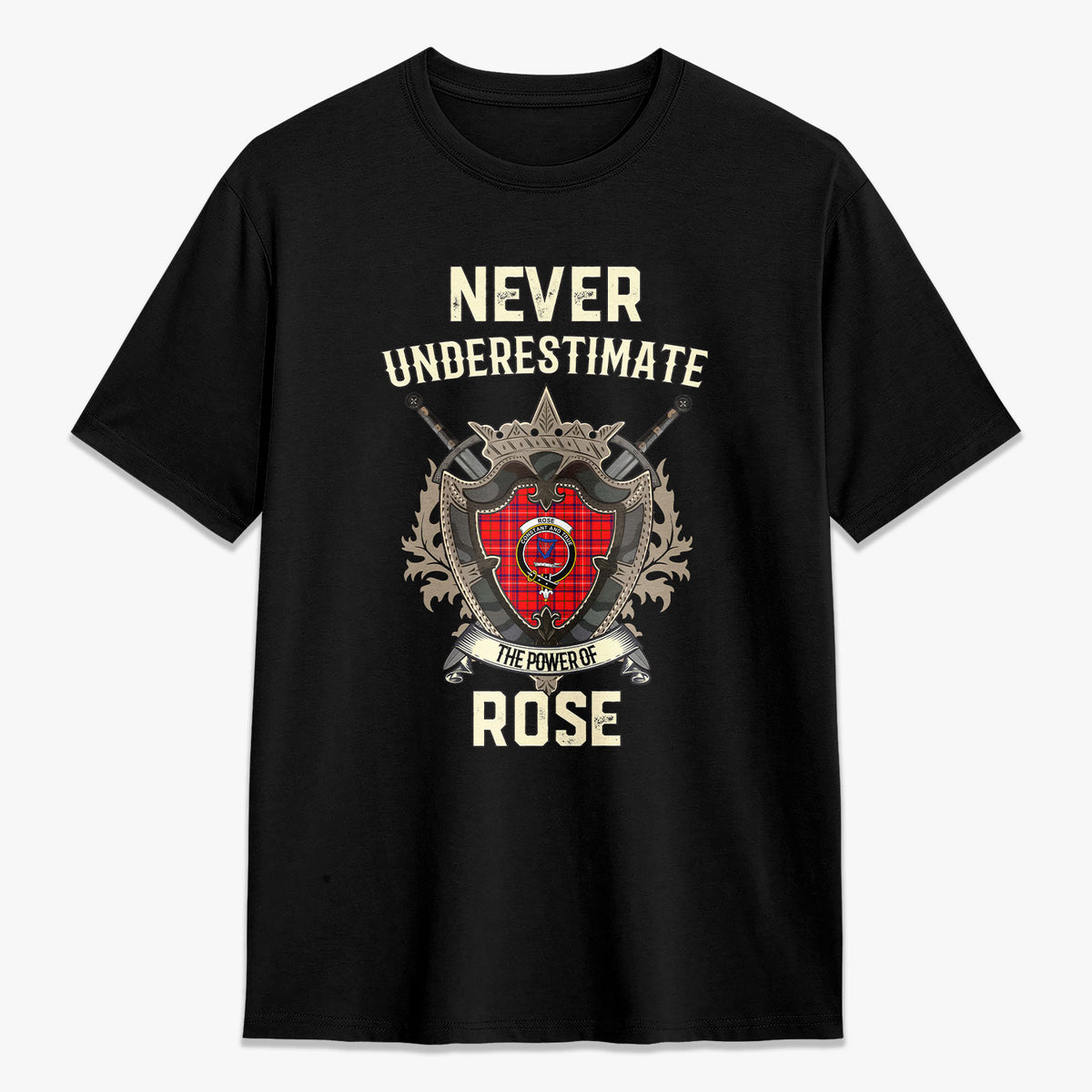 Rose Modern Tartan Crest 2D T-shirt - Never Underestimate Style