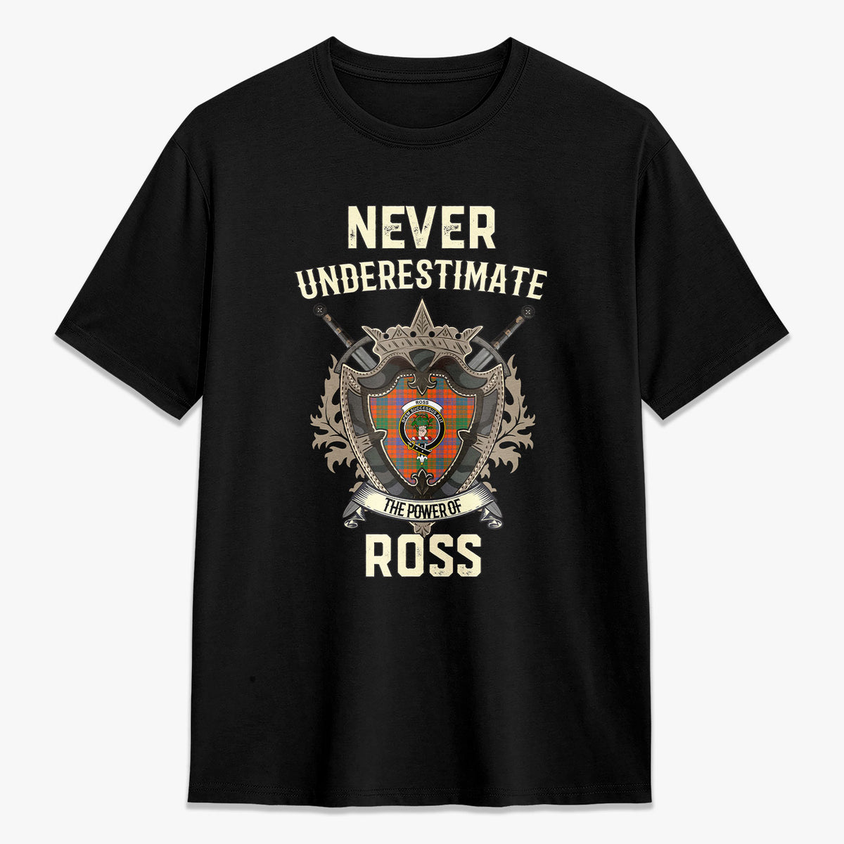 Ross Ancient Tartan Crest 2D T-shirt - Never Underestimate Style