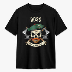 Ross Hunting Ancient Tartan Crest 2D T-shirt - Alba Skull Style