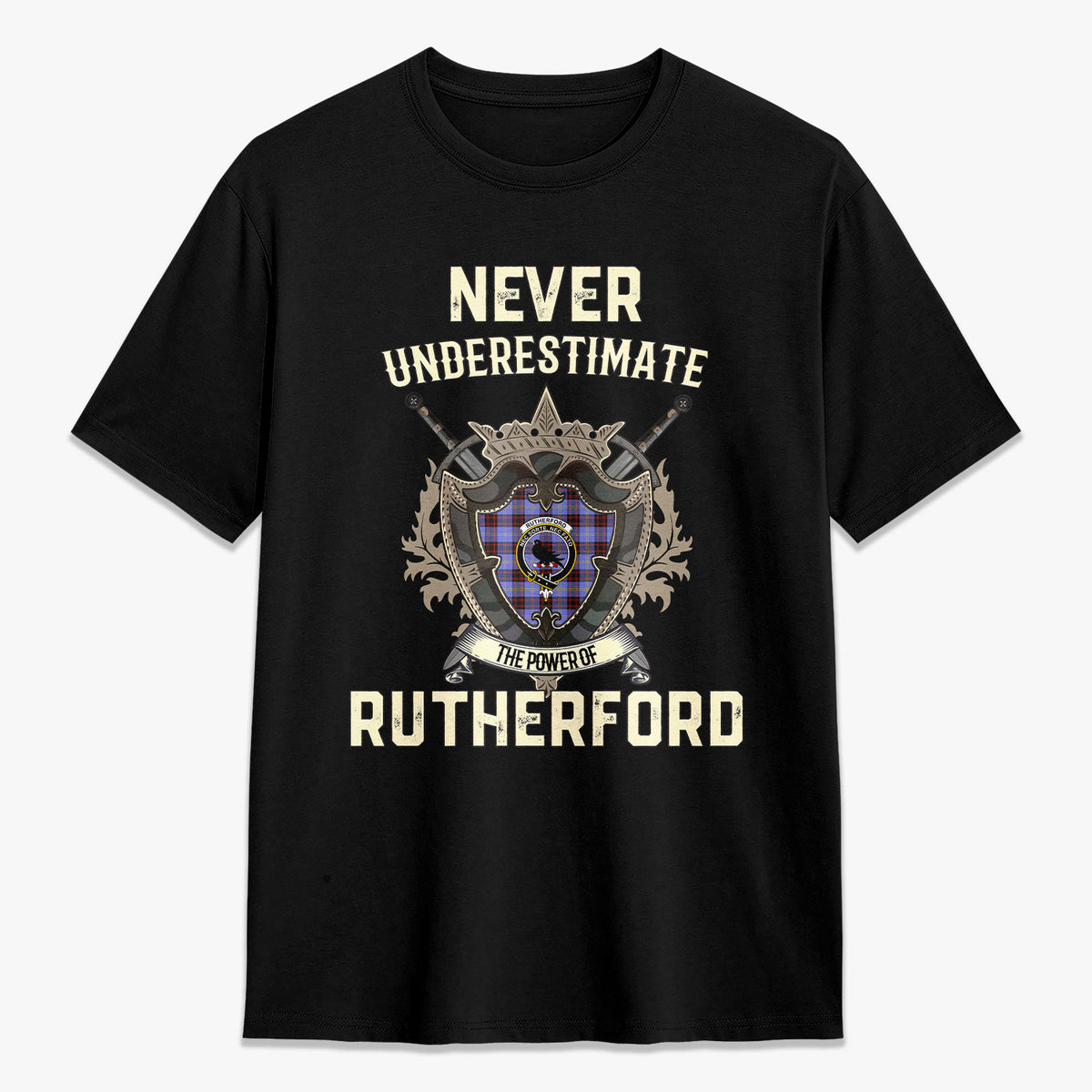 Rutherford Tartan Crest 2D T-shirt - Never Underestimate Style