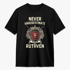 Ruthven Modern Tartan Crest 2D T-shirt - Never Underestimate Style