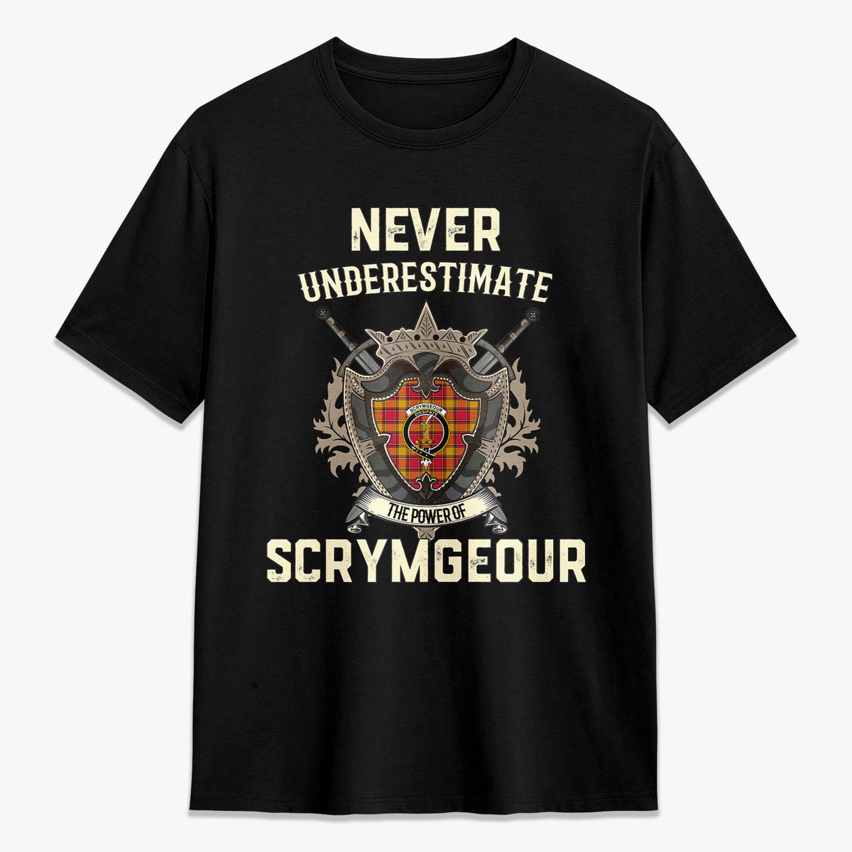 Scrymgeour Tartan Crest 2D T-shirt - Never Underestimate Style