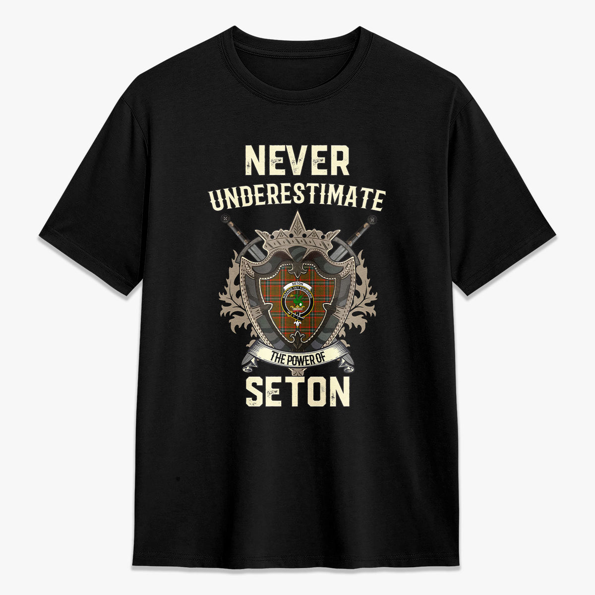 Seton Hunting Modern Tartan Crest 2D T-shirt - Never Underestimate Style