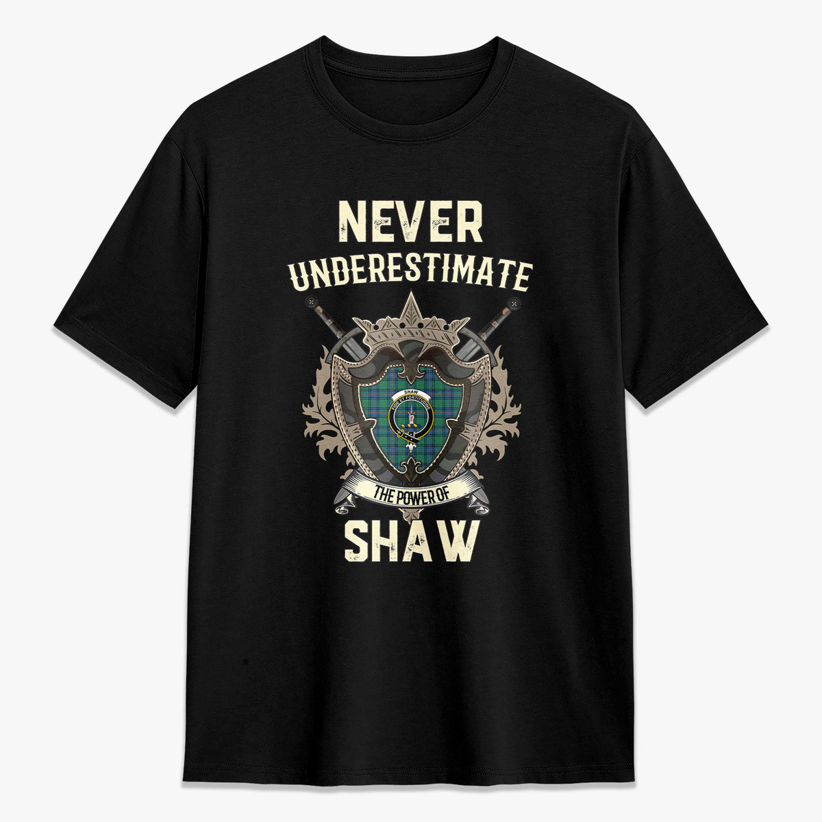 Shaw Ancient Tartan Crest 2D T-shirt - Never Underestimate Style