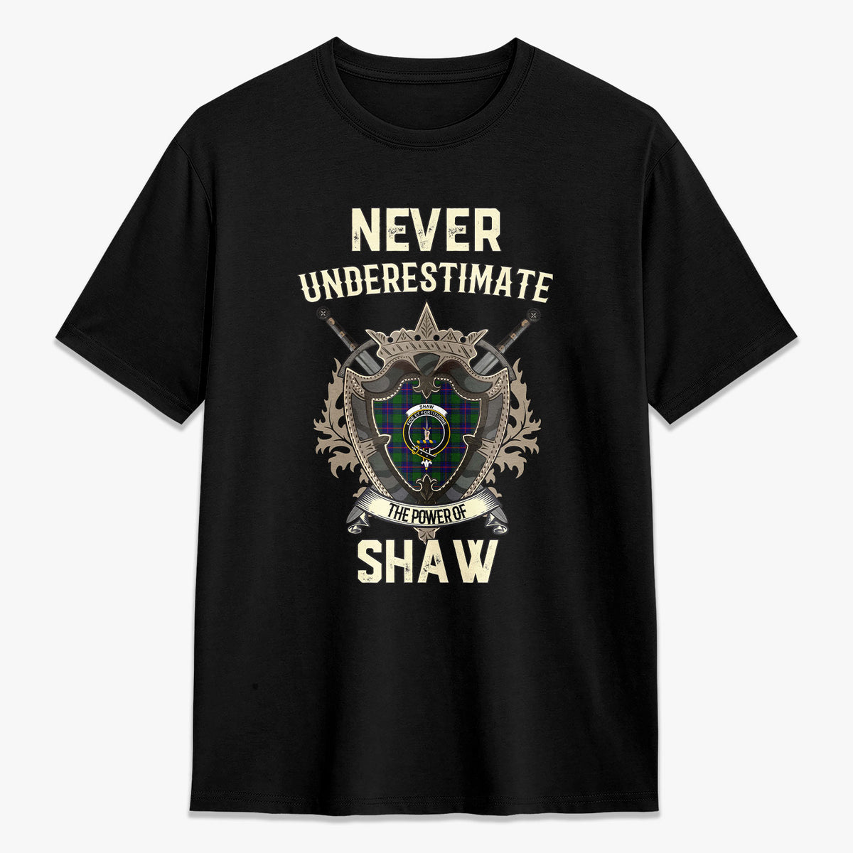 Shaw Modern Tartan Crest 2D T-shirt - Never Underestimate Style