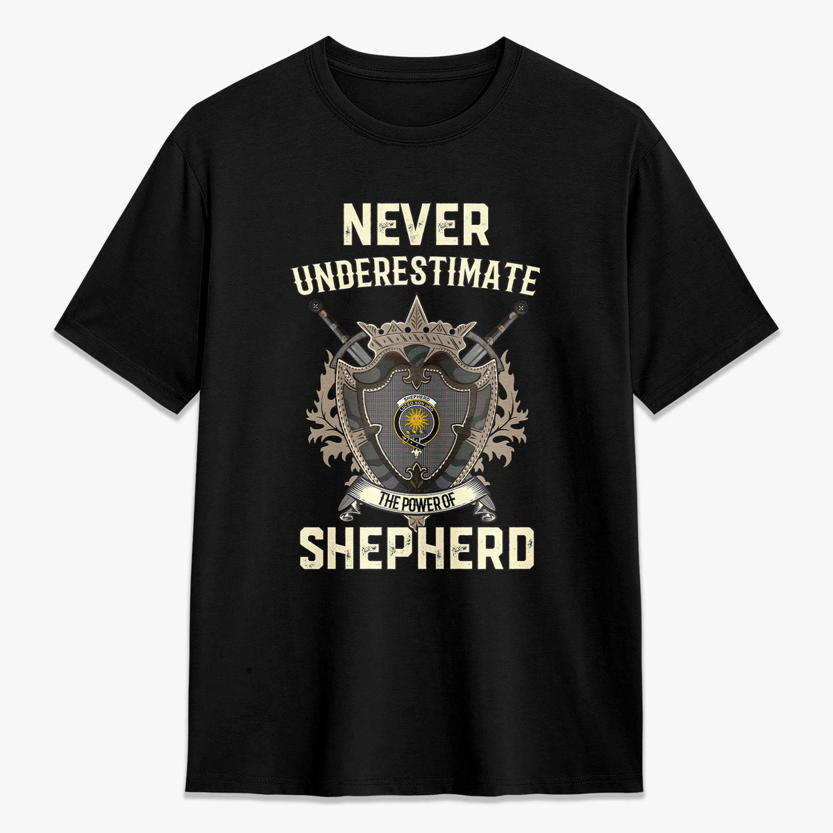 Shepherd Tartan Crest 2D T-shirt - Never Underestimate Style