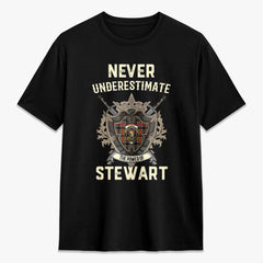 Stewart Black Tartan Crest 2D T-shirt - Never Underestimate Style