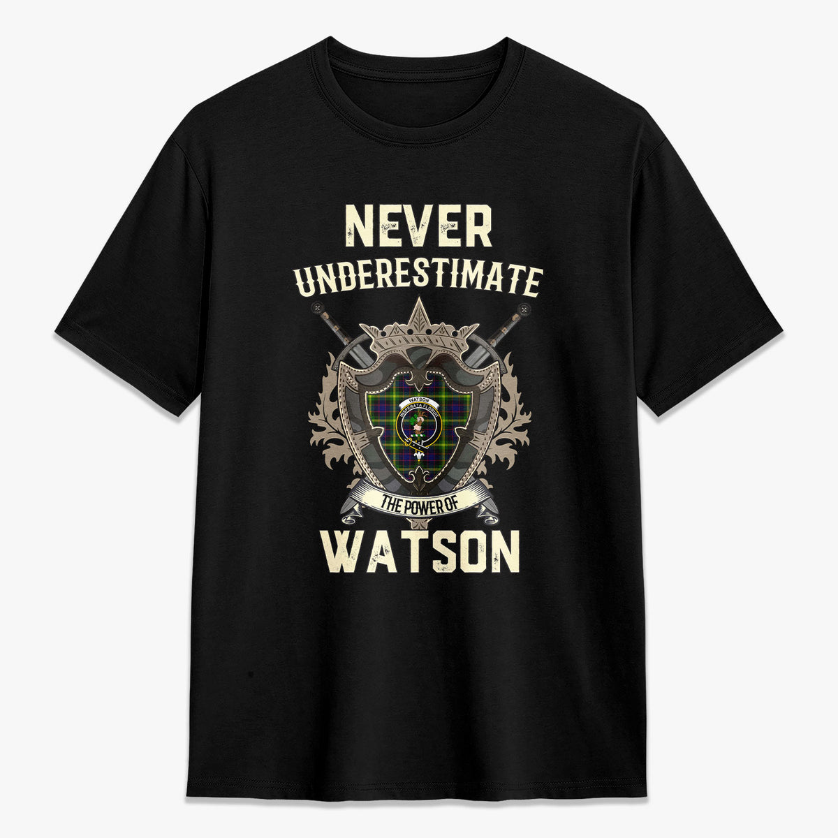 Watson Modern Tartan Crest 2D T-shirt - Never Underestimate Style