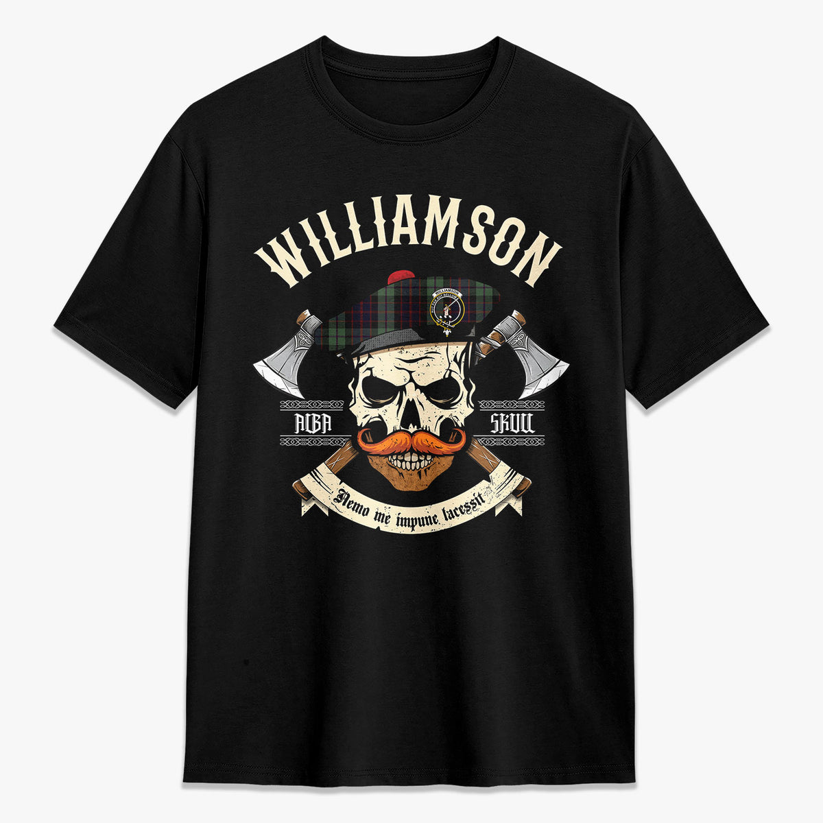Williamson Tartan Crest 2D T-shirt - Alba Skull Style