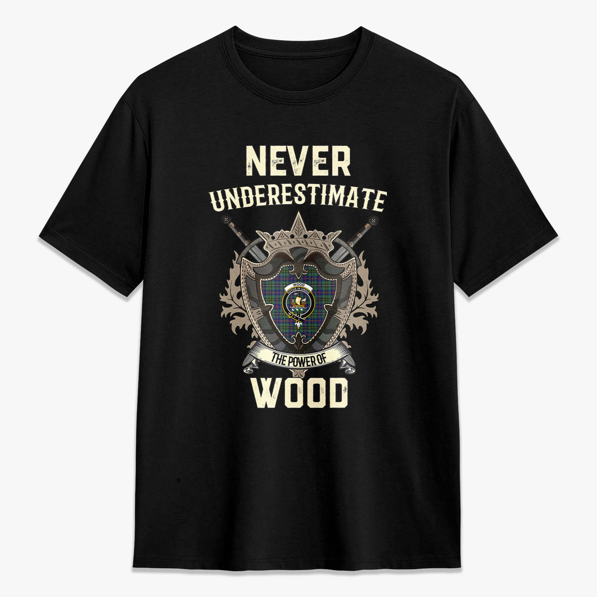 Wood Tartan Crest 2D T-shirt - Never Underestimate Style