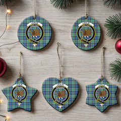 Leslie Hunting Ancient Tartan Crest Christmas Ceramic Ornament