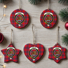 Leslie Modern Tartan Crest Christmas Ceramic Ornament