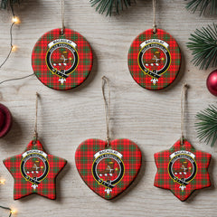 MacAulay Modern Tartan Crest Christmas Ceramic Ornament