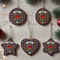 McDuff Hunting Modern Tartan Crest Christmas Ceramic Ornament
