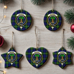 McEwan Modern Tartan Crest Christmas Ceramic Ornament