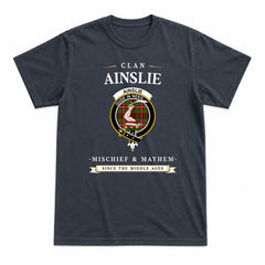 Ainslie Tartan Crest Mischief and Mayhem T-shirt