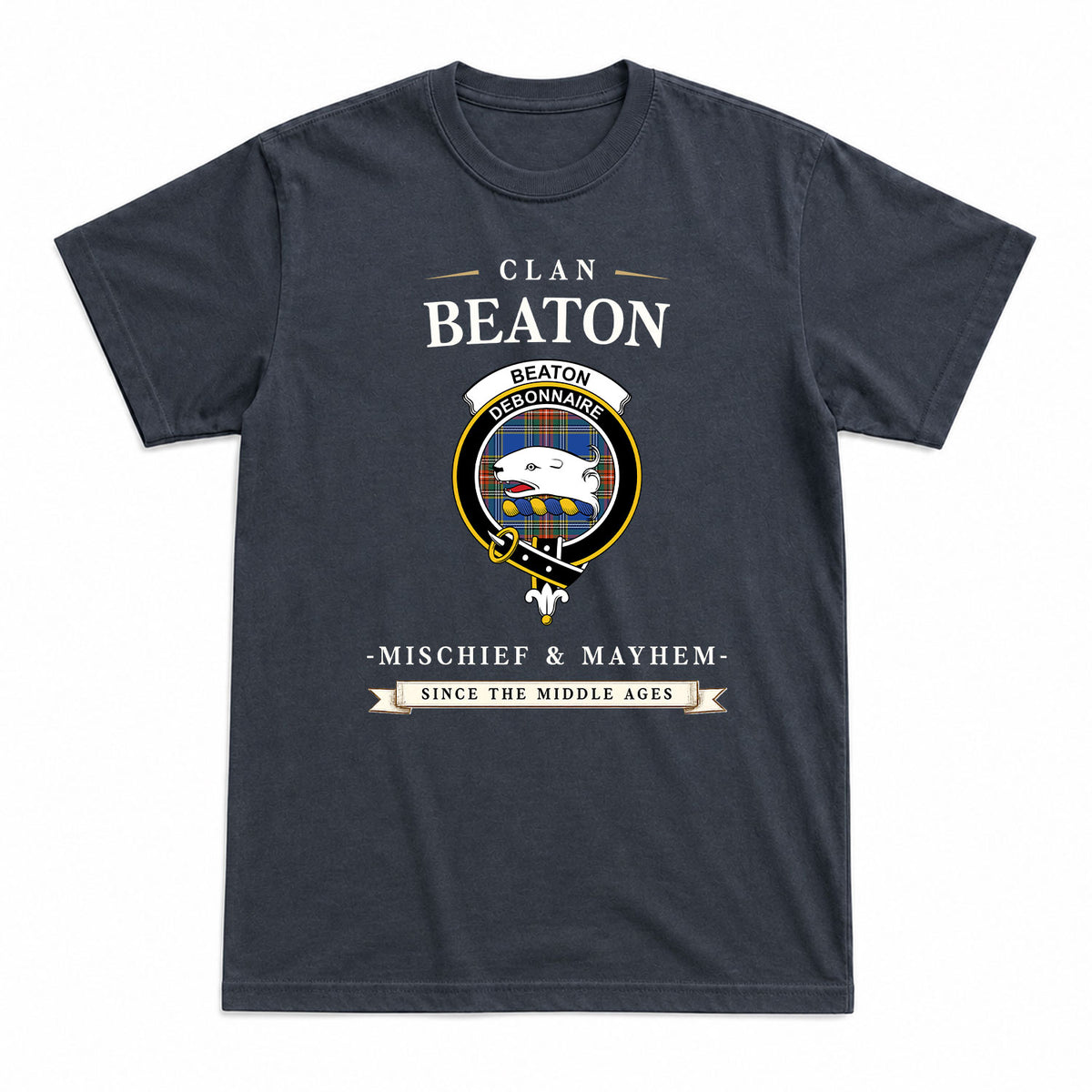Beaton Ancient Tartan Crest Mischief and Mayhem T-shirt