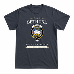 Bethune Modern Tartan Crest Mischief and Mayhem T-shirt