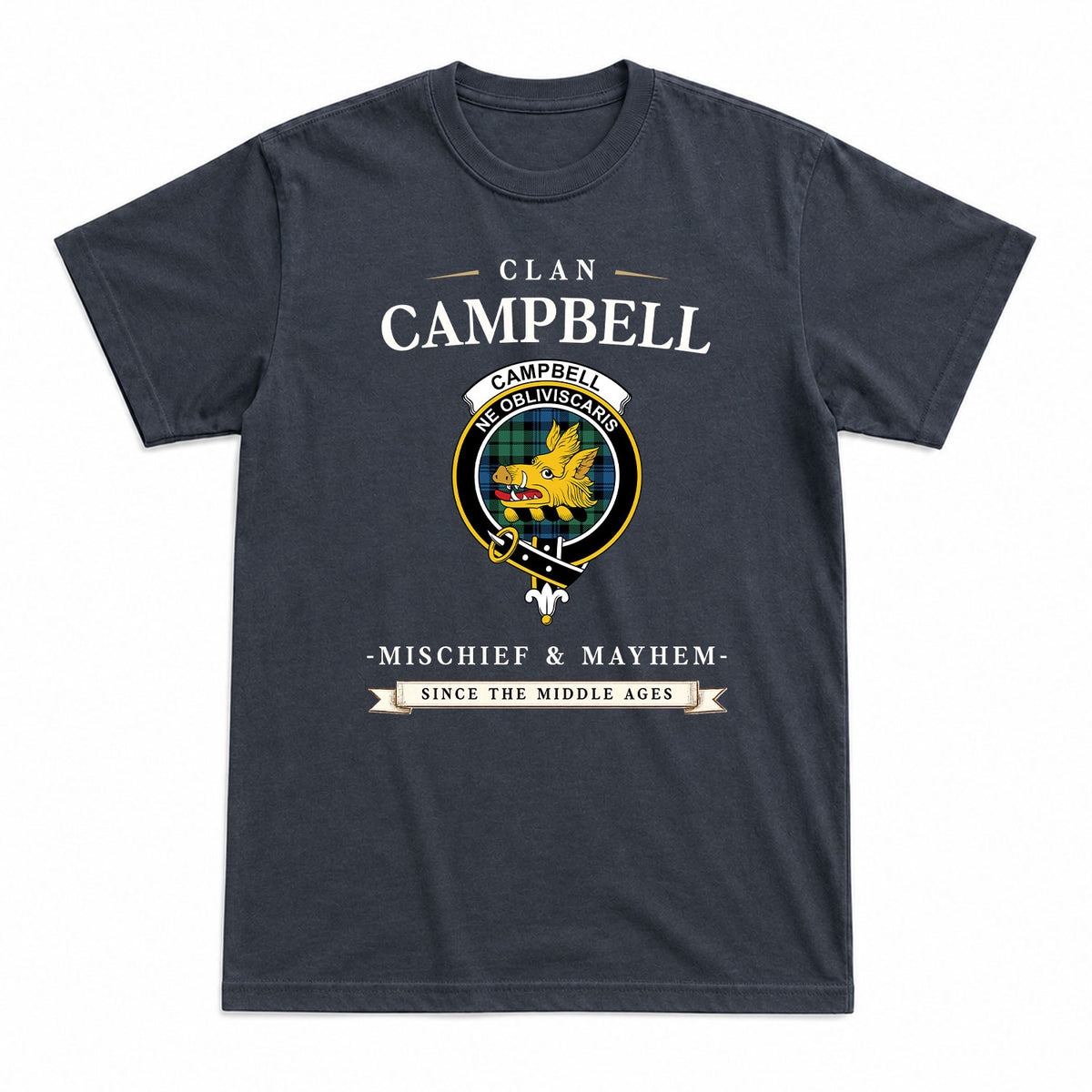 Campbell Ancient 02 Tartan Crest Mischief and Mayhem T-shirt