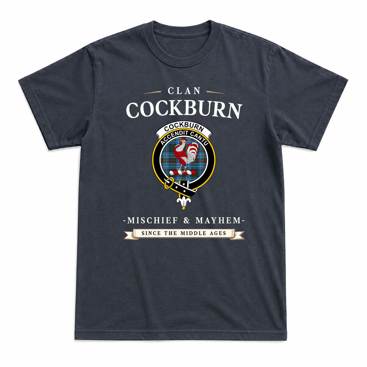 Cockburn Modern Tartan Crest Mischief and Mayhem T-shirt