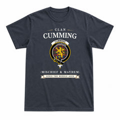 Cumming Hunting Modern Tartan Crest Mischief and Mayhem T-shirt