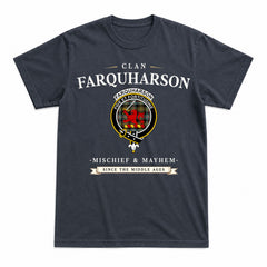 Farquharson Weathered Tartan Crest Mischief and Mayhem T-shirt