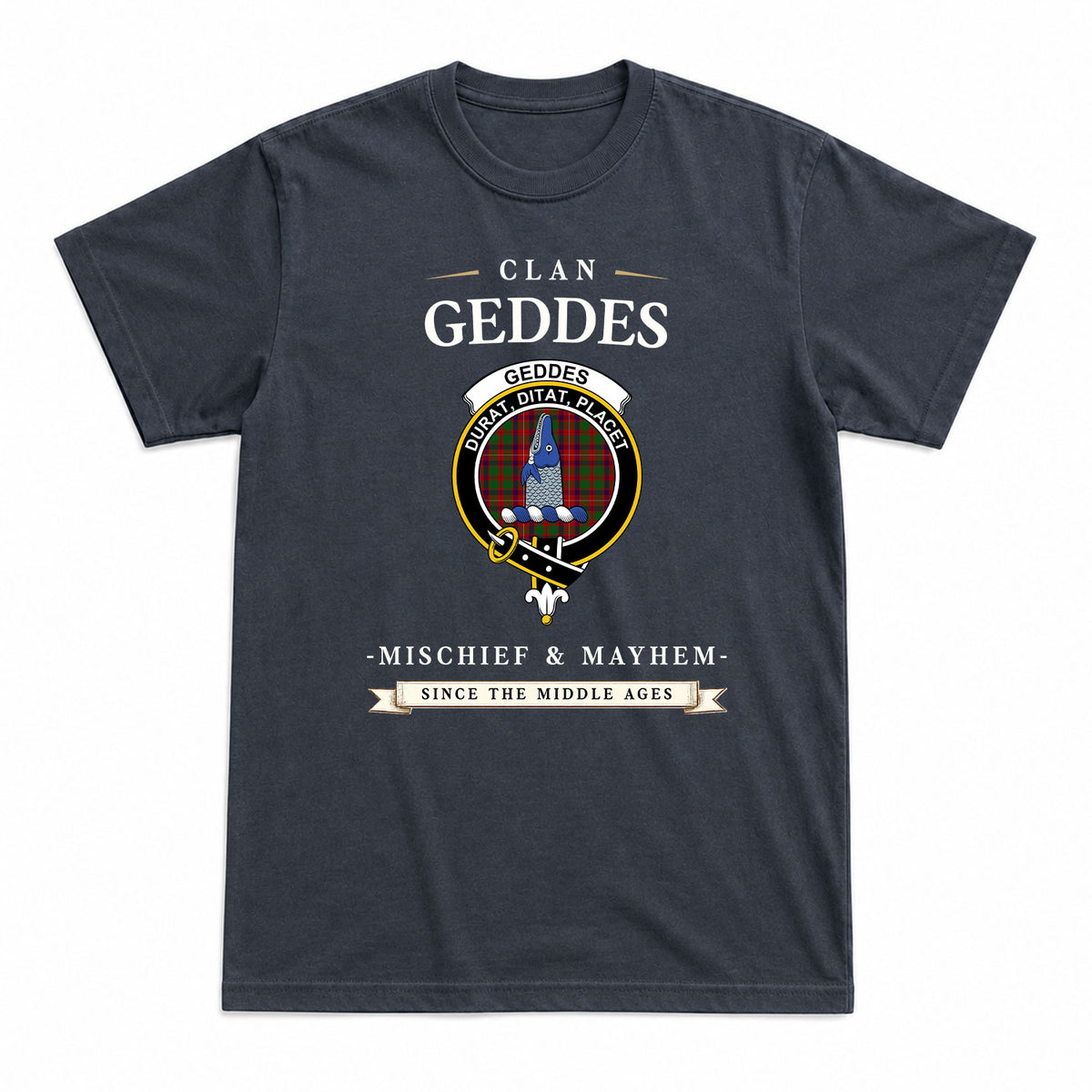 Geddes Tartan Crest Mischief and Mayhem T-shirt