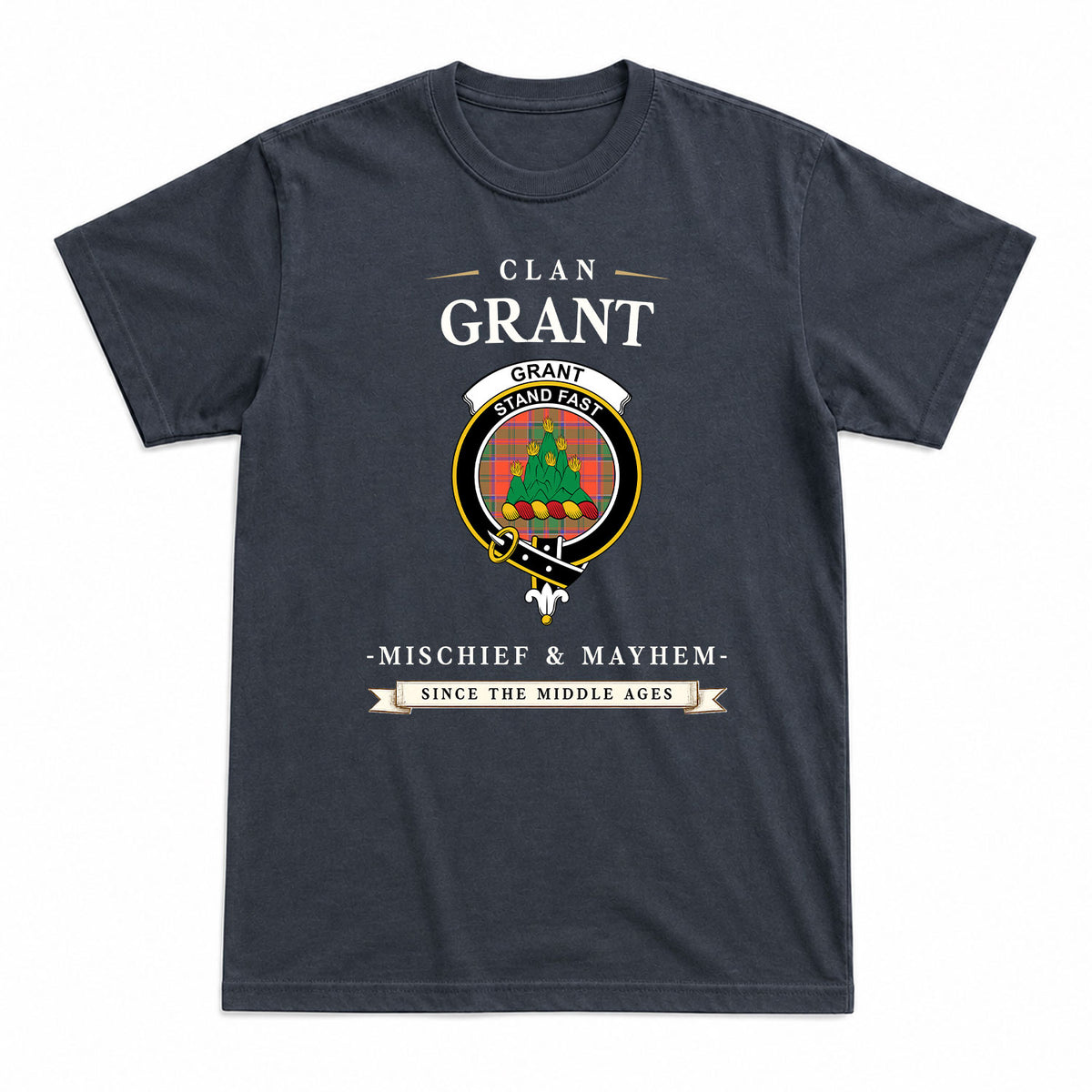 Grant Ancient Tartan Crest Mischief and Mayhem T-shirt