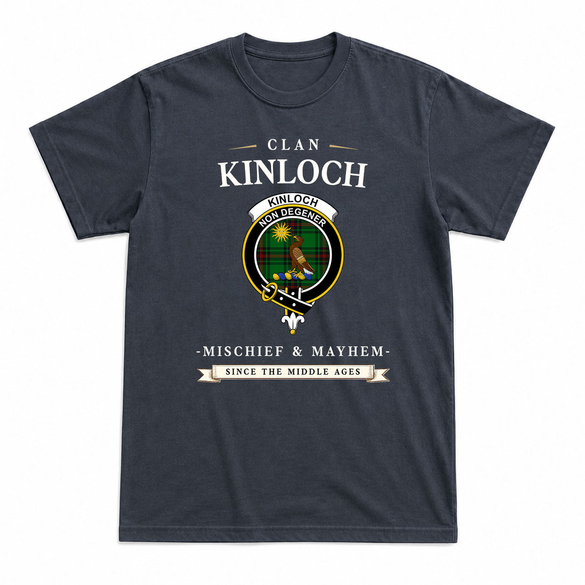 Kinloch Tartan Crest Mischief and Mayhem T-shirt