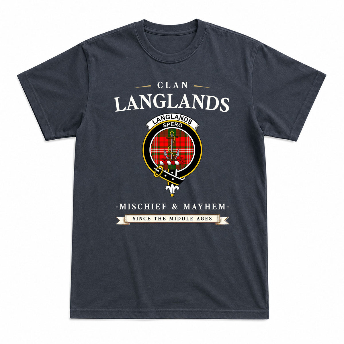 Langlands Tartan Crest Mischief and Mayhem T-shirt