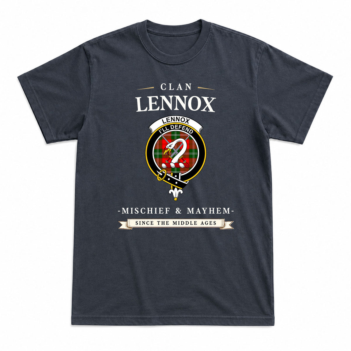 Lennox Tartan Crest Mischief and Mayhem T-shirt