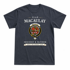 MacAulay Ancient Tartan Crest Mischief and Mayhem T-shirt