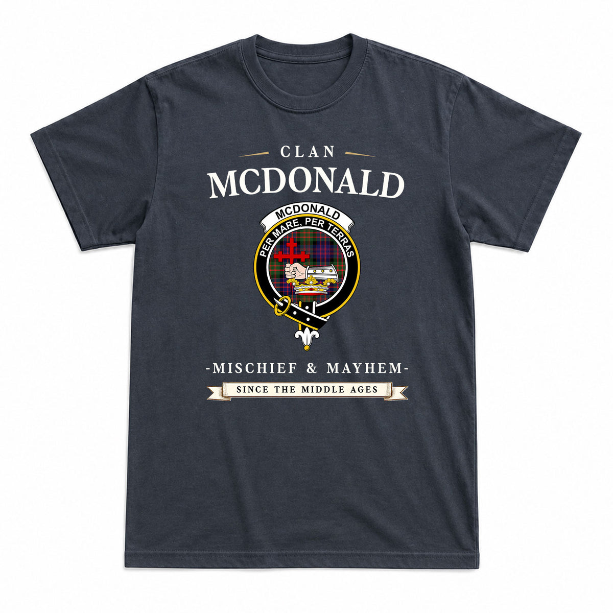 McDonald Modern Tartan Crest Mischief and Mayhem T-shirt