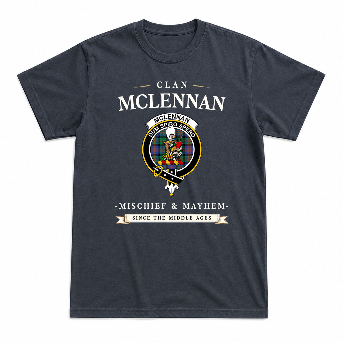 McLennan Ancient Tartan Crest Mischief and Mayhem T-shirt
