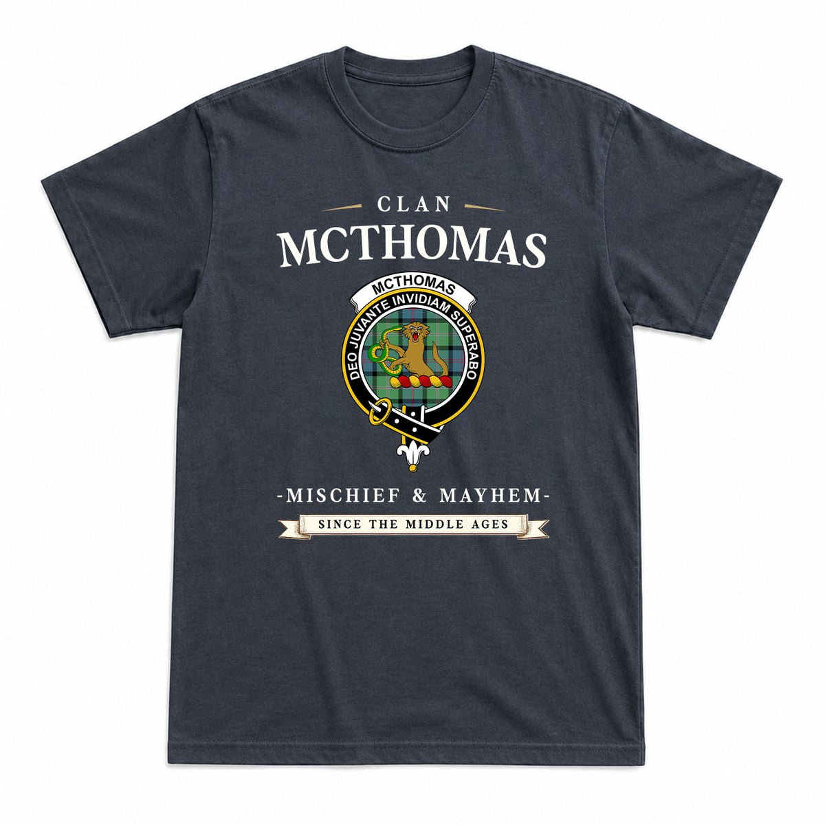 McThomas Ancient Tartan Crest Mischief and Mayhem T-shirt