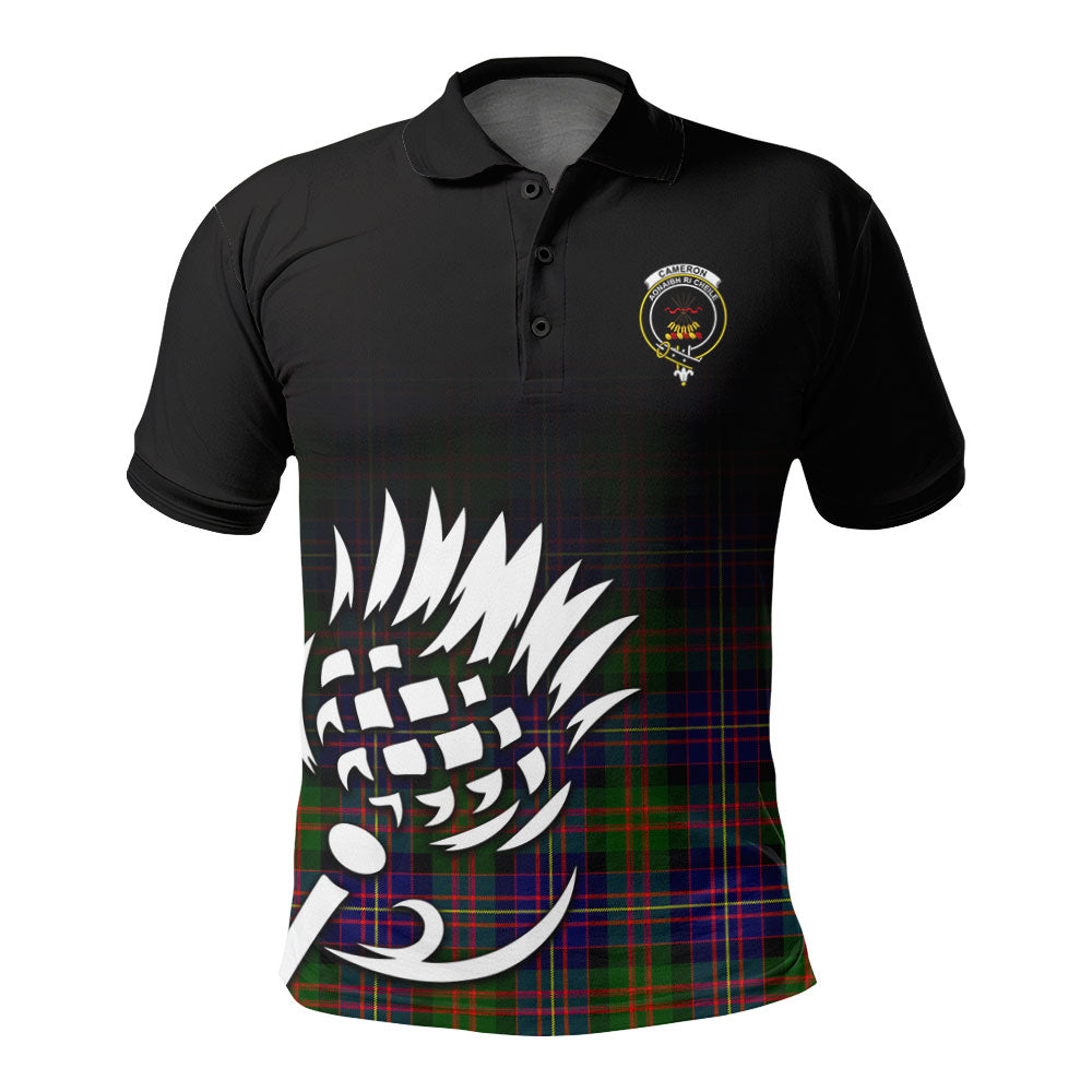 Cameron of Erracht Modern Tartan Crest Polo Shirt - Thistle Black Style