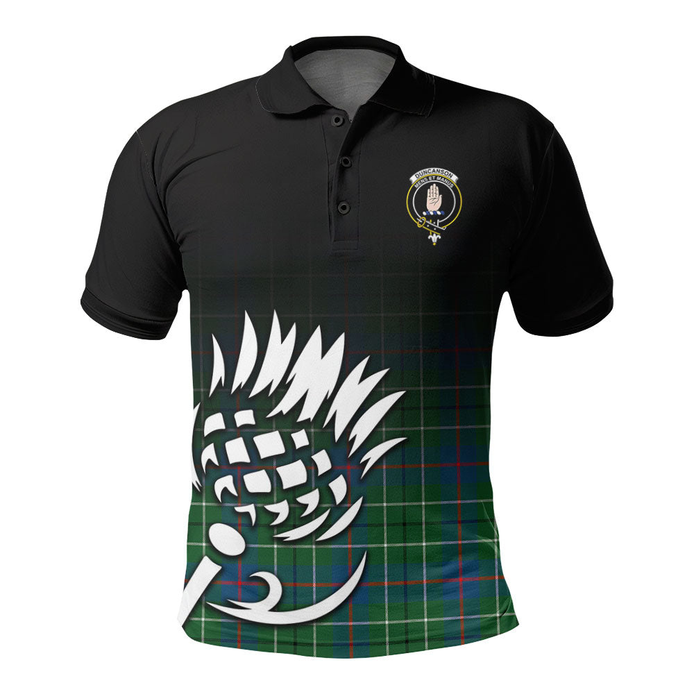 Duncanson Tartan Crest Polo Shirt - Thistle Black Style