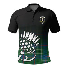 Duncanson Tartan Crest Polo Shirt - Thistle Black Style