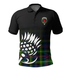 Farquharson Modern Tartan Crest Polo Shirt - Thistle Black Style