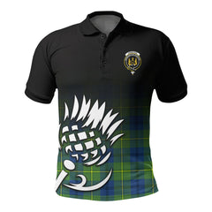 Johnston Ancient Tartan Crest Polo Shirt - Thistle Black Style