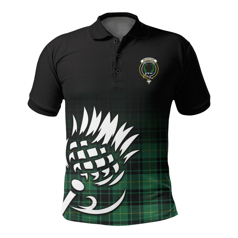 McArthur Ancient Tartan Crest Polo Shirt - Thistle Black Style