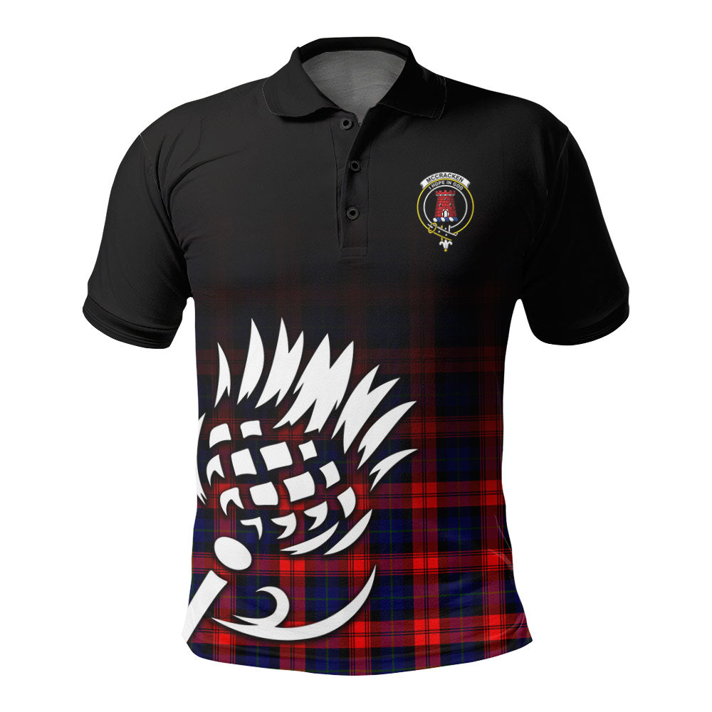 McCracken Tartan Crest Polo Shirt - Thistle Black Style