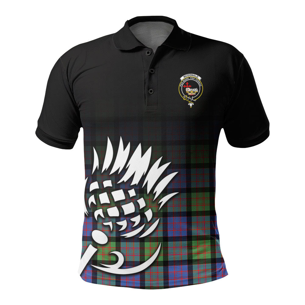 McDonald Ancient Tartan Crest Polo Shirt - Thistle Black Style